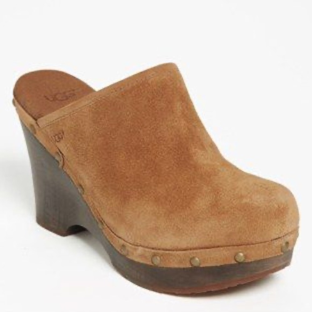 UGG Brown suede wedge clogs